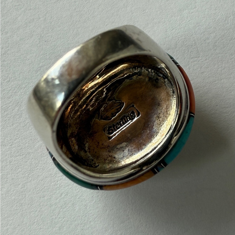 Genuine Turquoise & Sterling Sliver Native American Handmade Ring - Picture 7 of 9